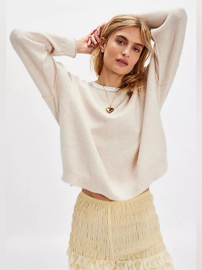 Nwot Free People See Me Pullover - Ivory